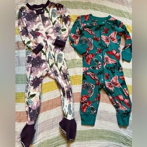 Hanna Andersson and Burts Bees Baby pajamas